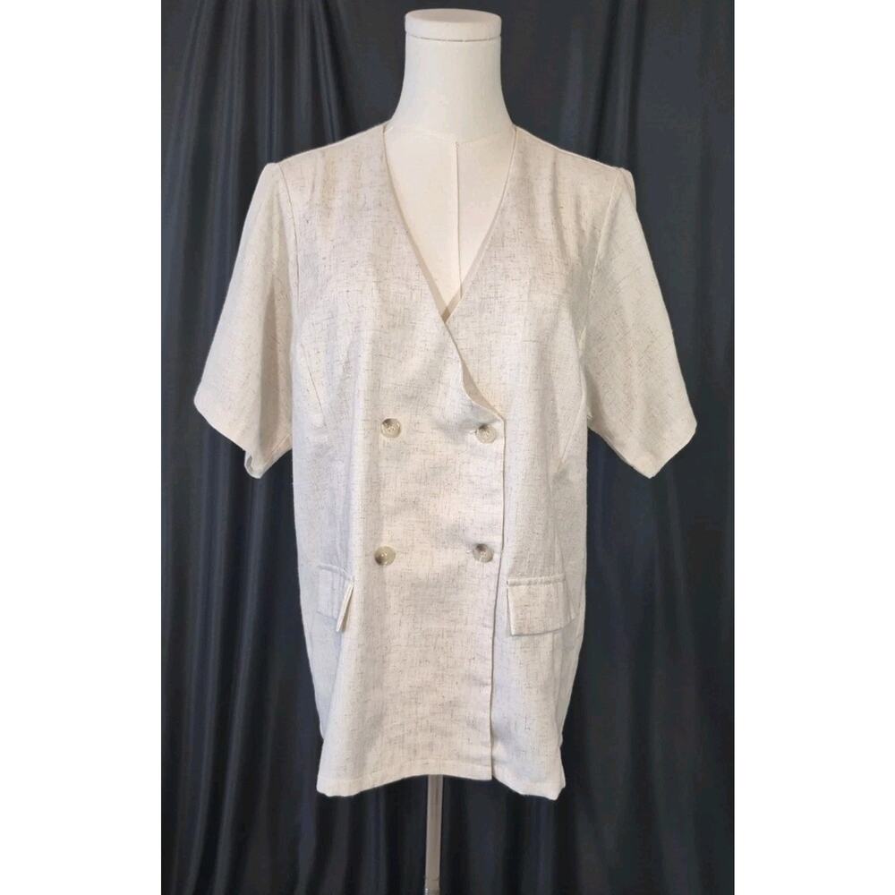 12th Tribe West Coast Ivory Short Sleeve Blazer Small